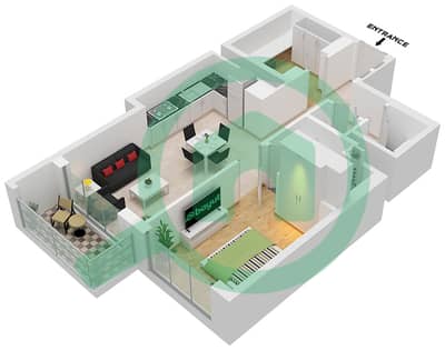 360 Риверсайд Кресцент - Апартамент 1 Спальня планировка Тип/мера F/UNIT 13 FLOOR 42-46,48