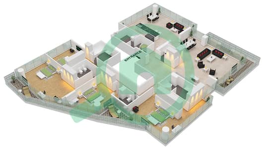 Al Manara - 4 Bedroom Apartment Type/unit 4B / UNIT 201 Floor plan