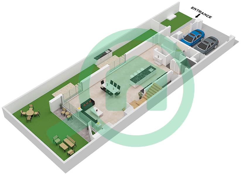 阿玛拉 - 4 卧室别墅类型EXECUTIVE RIGHT CORNER戶型图 Type Executive Right Corner Floor Ground interactive3D