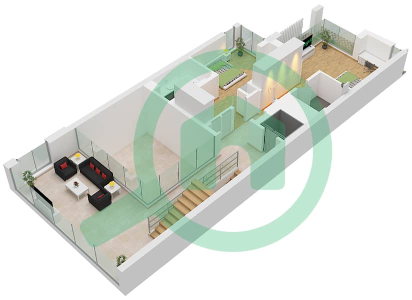 阿玛拉 - 4 卧室别墅类型EXECUTIVE RIGHT CORNER戶型图 Type Executive Right Corner Floor First interactive3D