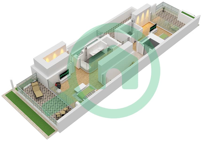 阿玛拉 - 4 卧室别墅类型EXECUTIVE RIGHT CORNER戶型图 Type Executive Right Corner Floor Second interactive3D