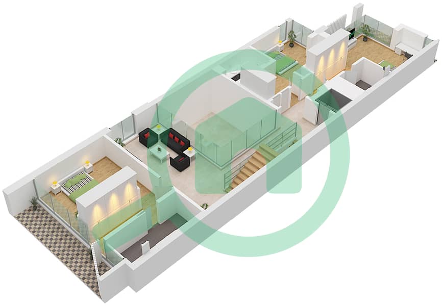 阿玛拉 - 4 卧室别墅类型MEGA RIGHT CORNER戶型图 Type Mega Right Corner Floor First interactive3D