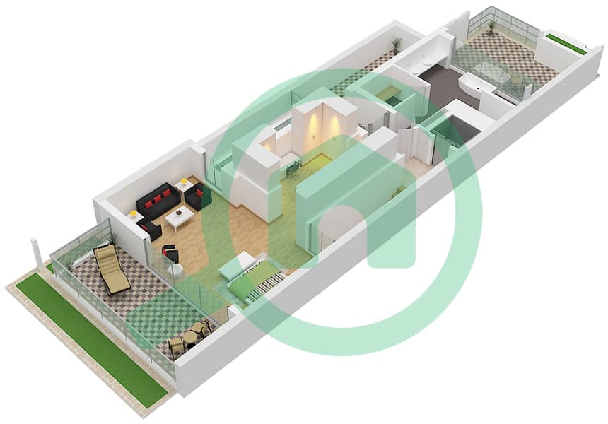 阿玛拉 - 4 卧室别墅类型MEGA RIGHT CORNER戶型图 Type Mega Right Corner Floor Second interactive3D