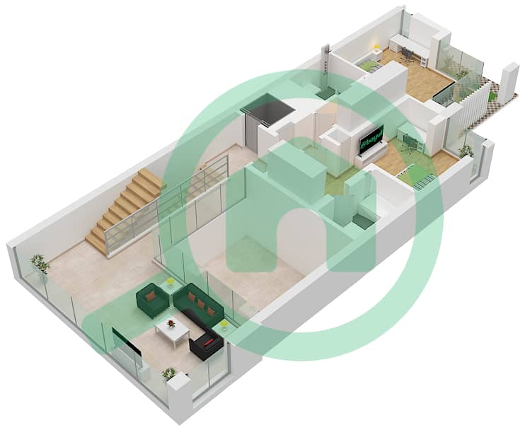 المخططات الطابقية لتصميم النموذج EXECUTIVE LEFT CORNER فیلا 4 غرف نوم - أمارا Type Executive Left Corner Floor First interactive3D