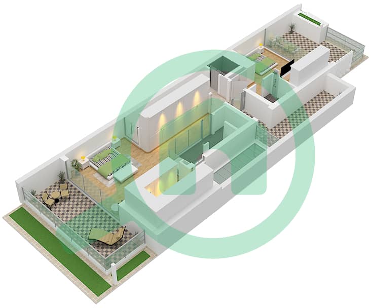 المخططات الطابقية لتصميم النموذج EXECUTIVE LEFT CORNER فیلا 4 غرف نوم - أمارا Type Executive Left Corner Floor Second interactive3D