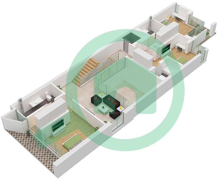 المخططات الطابقية لتصميم النموذج MEGA LEFT CORNER فیلا 4 غرف نوم - أمارا Type Mega Left Corner Floor First interactive3D