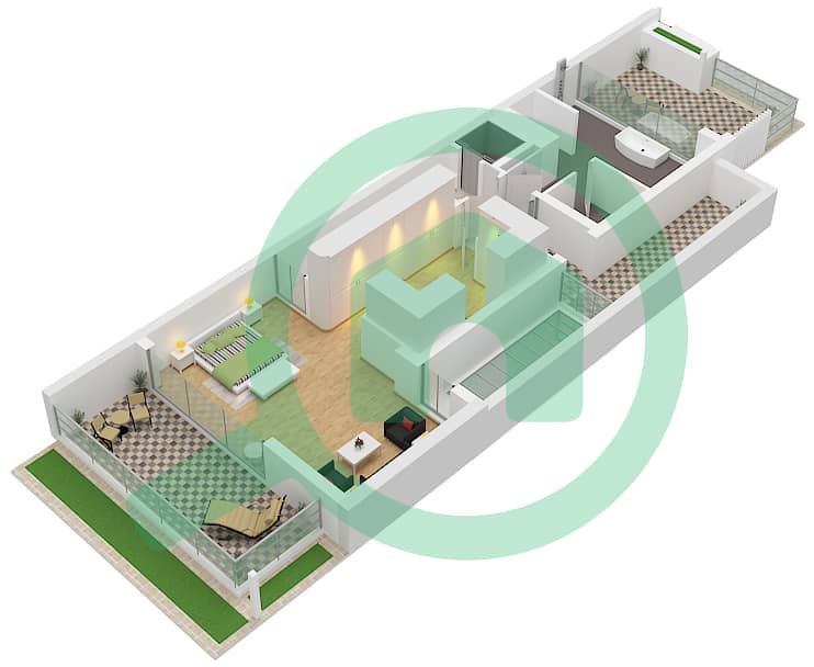 المخططات الطابقية لتصميم النموذج MEGA LEFT CORNER فیلا 4 غرف نوم - أمارا Type Mega Left Corner Floor Second interactive3D