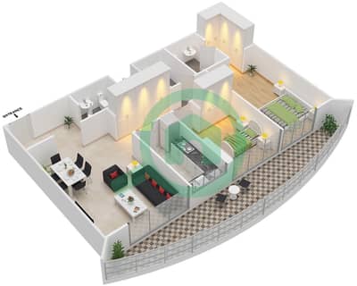 المخططات الطابقية لتصميم النموذج / الوحدة 4/2,4,6,8 شقة 2 غرفة نوم - ماديسون ريزيدنسي