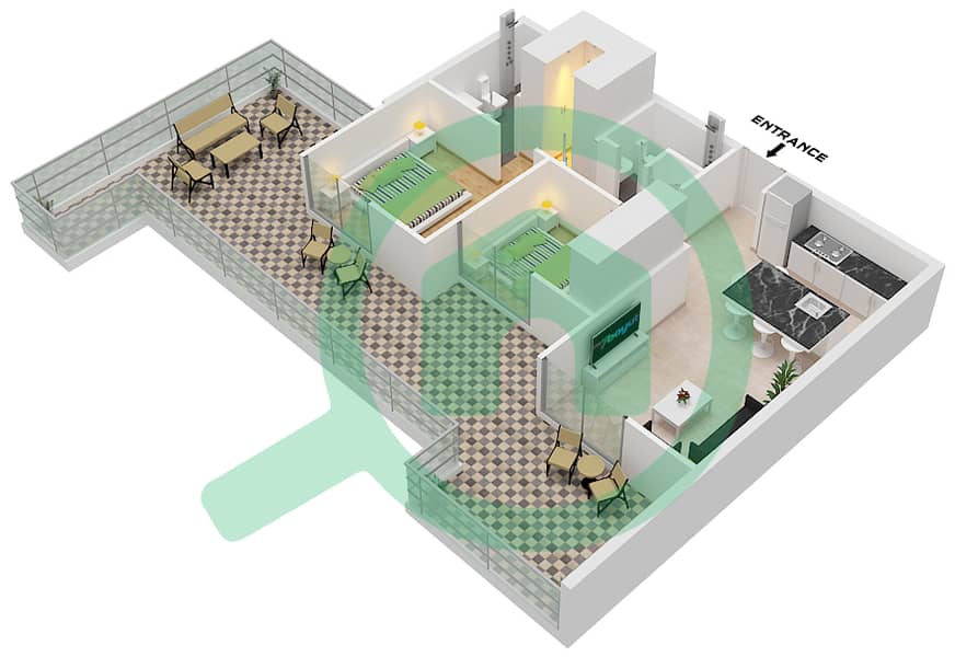 The Autograph - 2 Bedroom Penthouse Type/unit N-A1 / UNIT 12 FLOOR 4 Floor plan Type N-A1 Unit 12 Floor 4 interactive3D