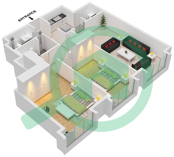 永恒之塔 - 2 卧室公寓套房2,6 FLOOR 74戶型图 Suite 2,6 Floor 74 interactive3D