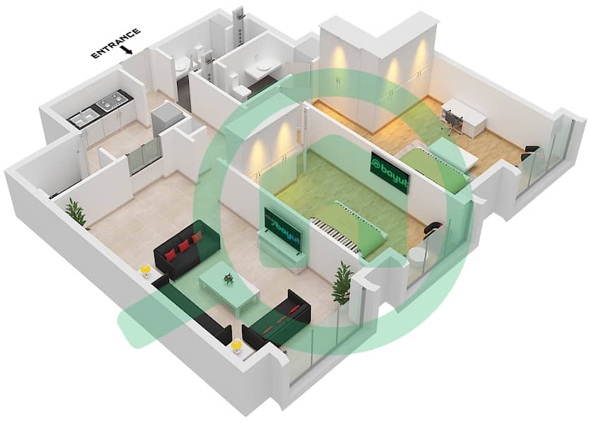 永恒之塔 - 2 卧室公寓套房3,7 FLOOR 74戶型图 Suite 3,7 Floor 74 interactive3D
