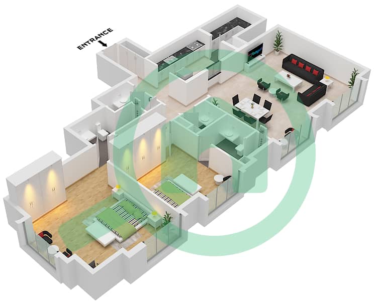 永恒之塔 - 2 卧室公寓套房4 FLOOR 74戶型图 Suite 4 Floor 74 interactive3D
