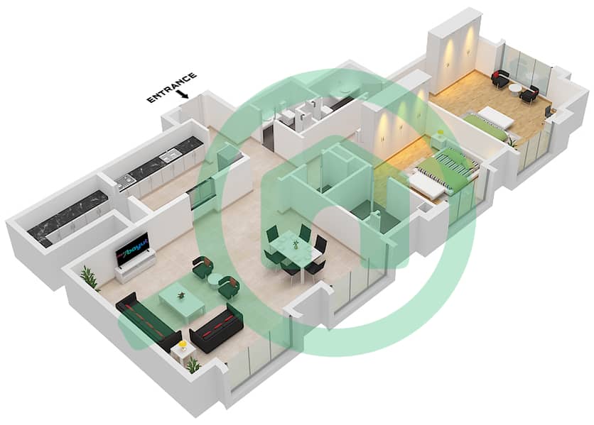 永恒之塔 - 2 卧室公寓套房5 FLOOR 74戶型图 Suite 5 Floor 74 interactive3D