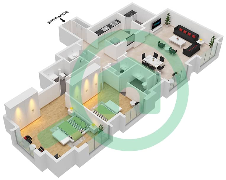 Suite 8 Floor 74 Aeternitas Tower - 2 Bedroom Apartment Suite 8 FLOOR 74 Floor plan Suite 8 Floor 74 interactive3D