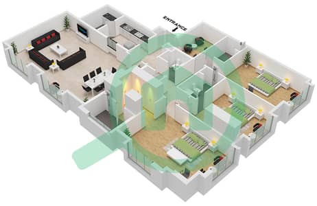 永恒之塔 - 3 卧室公寓套房1 FLOOR 75戶型图