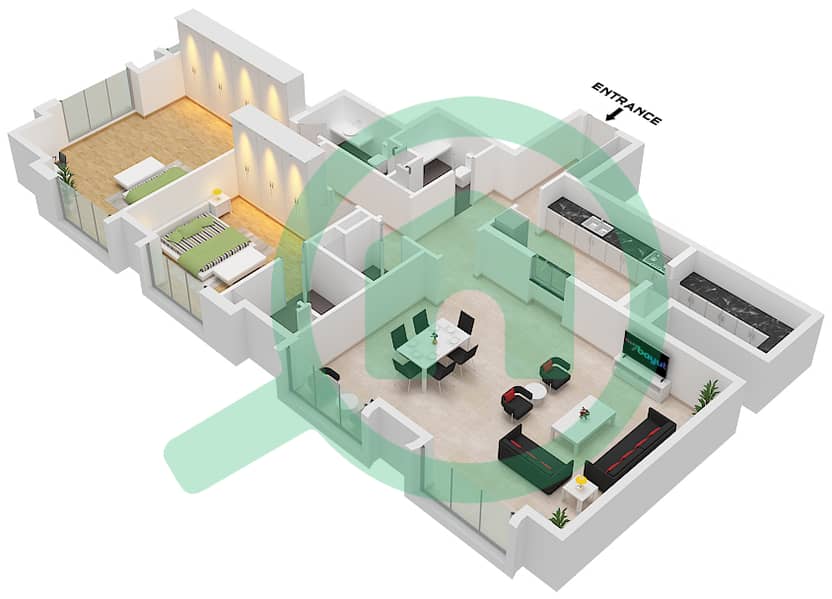 永恒之塔 - 2 卧室公寓套房3 FLOOR 75戶型图 Suite 3 Floor 75 interactive3D
