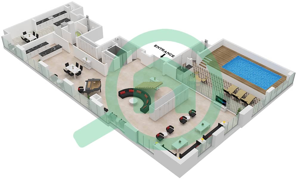 永恒之塔 - 5 卧室公寓套房1 FLOOR 102,103戶型图 Suite 1 Lower Floor 102 interactive3D