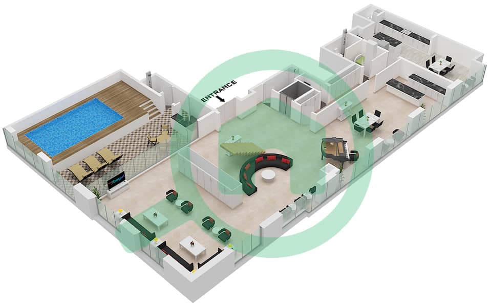 永恒之塔 - 5 卧室公寓套房2 FLOOR 102,103戶型图 Suite 2 Lower Floor 102 interactive3D