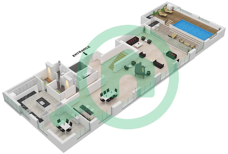 永恒之塔 - 5 卧室公寓套房1 FLOOR 104,105戶型图 Suite 1 Lower Floor 104 interactive3D