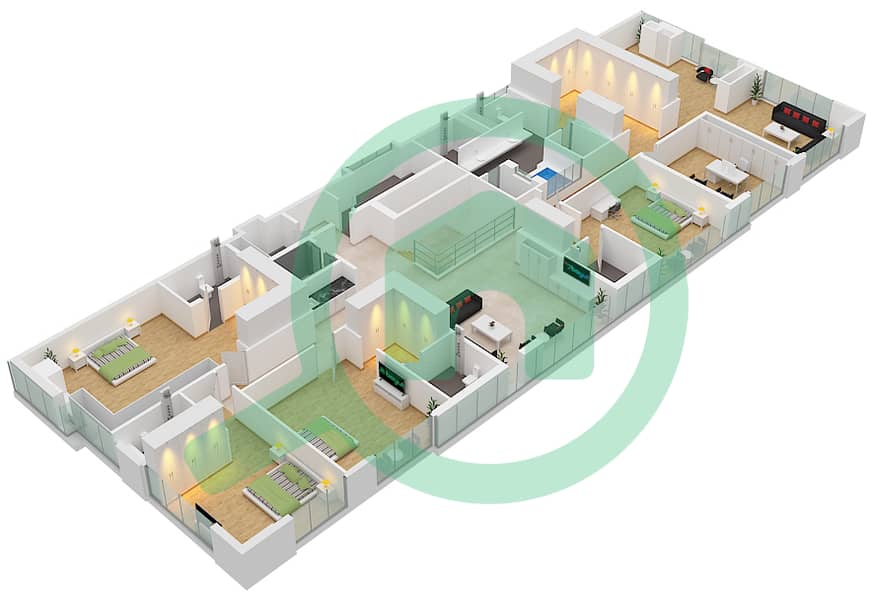 永恒之塔 - 5 卧室公寓套房1 FLOOR 104,105戶型图 Suite 1 Upper Floor 105 interactive3D