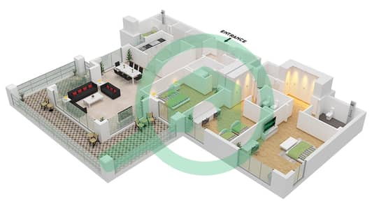 行政塔楼G座 - 3 卧室公寓类型／单位G / UNIT 4 FLOOR 1戶型图