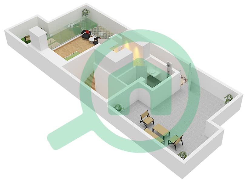 المخططات الطابقية لتصميم النموذج 4 GT1-WT1 LEFT فیلا 4 غرف نوم - جميرا لاكشري Type 4 GT1-WT1 LEFT Floor Second Floor interactive3D