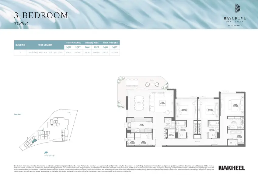 3 BR floor plan