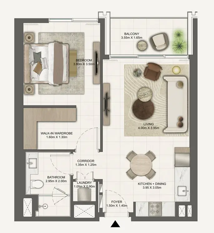 1 BR floor plan