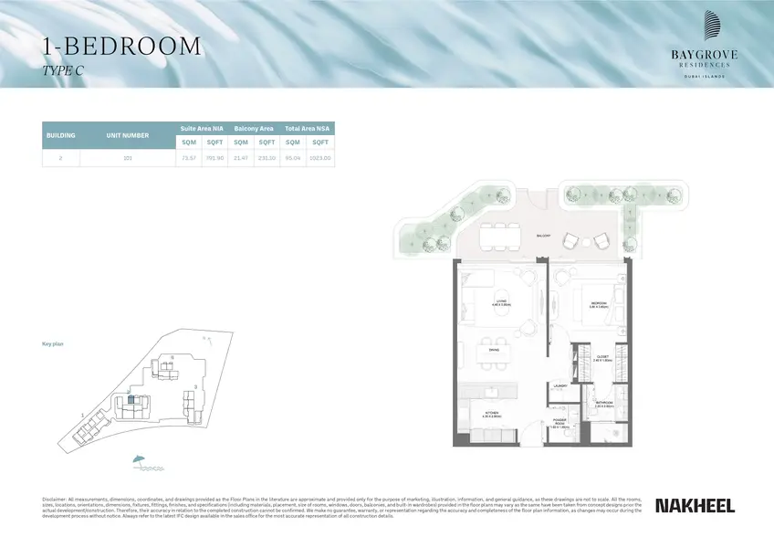 1 BR floor plan