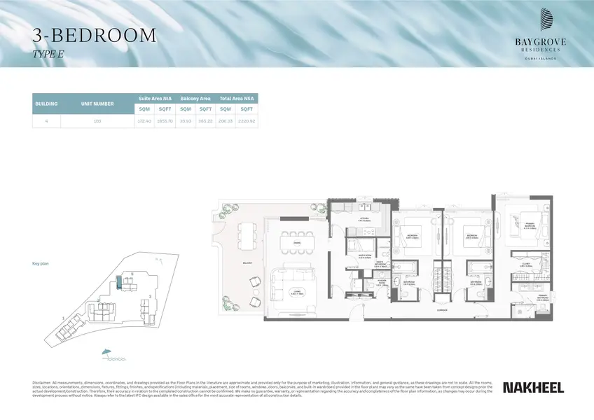 3 BR floor plan