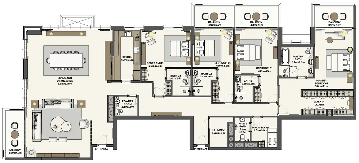 4 BR floor plan