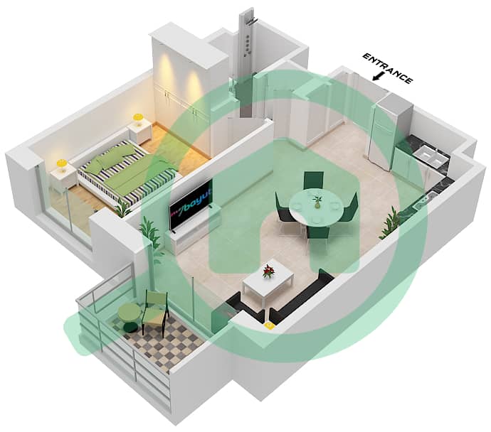 Jomana 2 - 1 Bedroom Apartment Type/unit A / UNIT 7 FLOOR 1 Floor plan Type A Unit 7 Floor 1 interactive3D