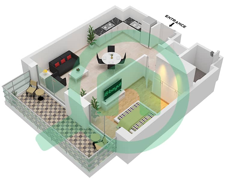 Jomana 2 - 1 Bedroom Apartment Type/unit A / UNIT 1 FLOOR 2 Floor plan Type A Unit 1 Floor 2 interactive3D