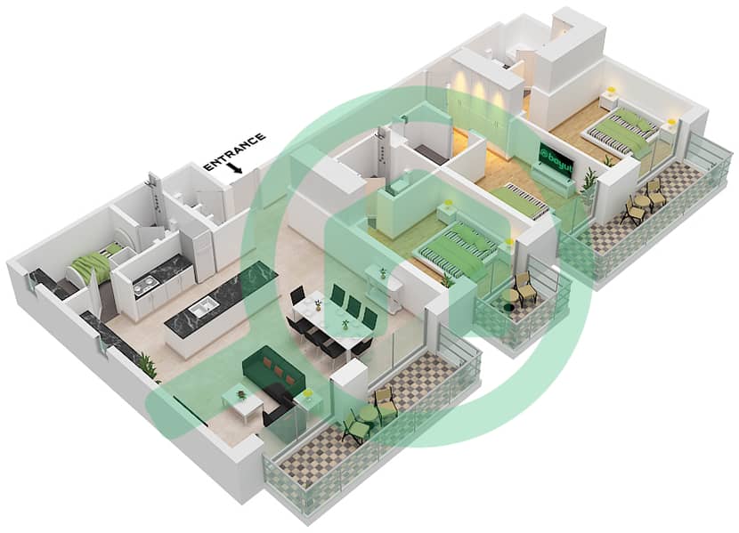 Jomana 2 - 3 Bedroom Apartment Type/unit A / UNIT 3 FLOOR 2 Floor plan Type A Unit 3 Floor 2 interactive3D