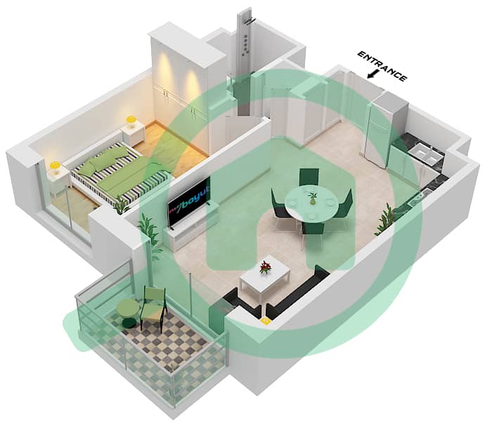 Jomana 2 - 1 Bedroom Apartment Type/unit A / UNIT 7 FLOOR 3-4 Floor plan Type A Unit 7 Floor 3-4 interactive3D
