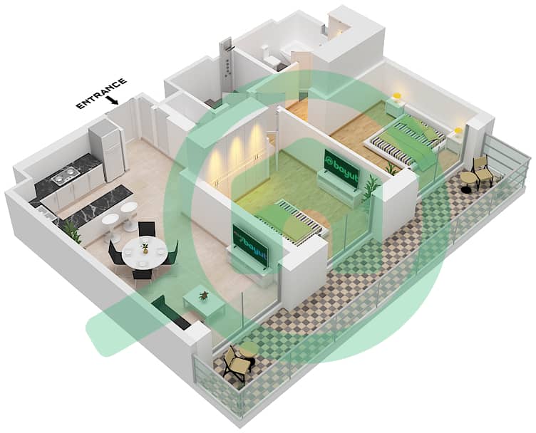 Jomana 2 - 2 Bedroom Apartment Type/unit B / UNIT 2 FLOOR 5 Floor plan Type B Unit 2 Floor 5 interactive3D