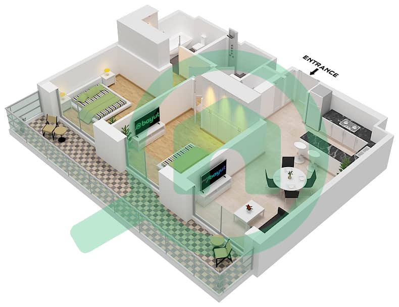 Jomana 2 - 2 Bedroom Apartment Type/unit A / UNIT 4 FLOOR 5 Floor plan Type A Unit 4 Floor 5 interactive3D