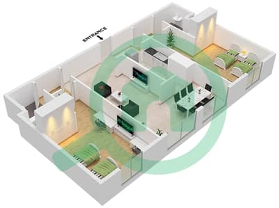 Al Khail Gate Phase 2 - 2 Bedroom Apartment Type/unit 1 / UNIT 102 Floor plan