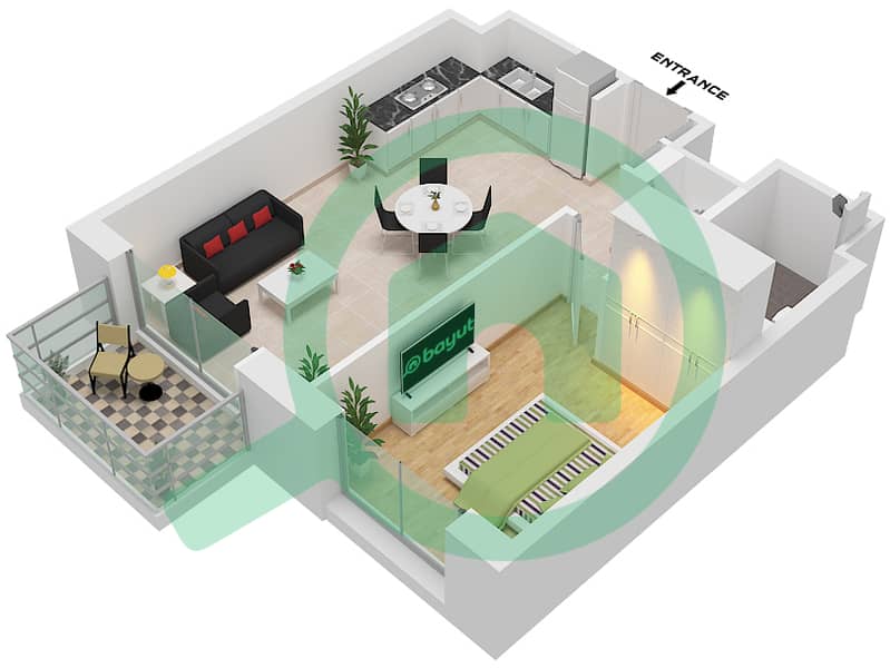 Jomana 4 - 1 Bedroom Apartment Type/unit A/UNIT BL4-101 FLOOR 1,3 Floor plan Type A Unit BL4-101,301,401 Floor 1,3-4 interactive3D