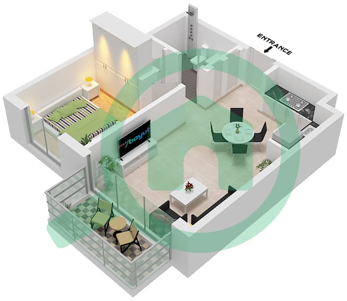 المخططات الطابقية لتصميم النموذج / الوحدة 1B-2B/UNIT 1-3 FLOOR 1-2 شقة 1 غرفة نوم - هيلز بارك Type 1B-2B,5 Unit 1-3 Floor Podium 1-2,6-7 Unit 7-8,11-12,21 Floor 2-14
Type 4B,6-7 Unit 1,7,8 Floor 15-19 interactive3D