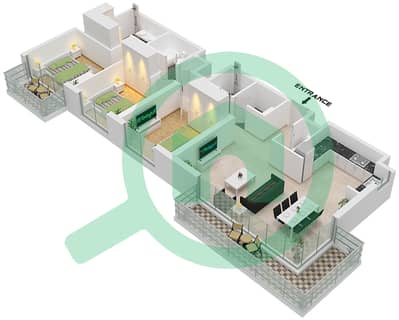 Hills Park - 3 Bedroom Apartment Type/unit 2B,3 / UNIT 4,14 FLOOR 15 Floor plan