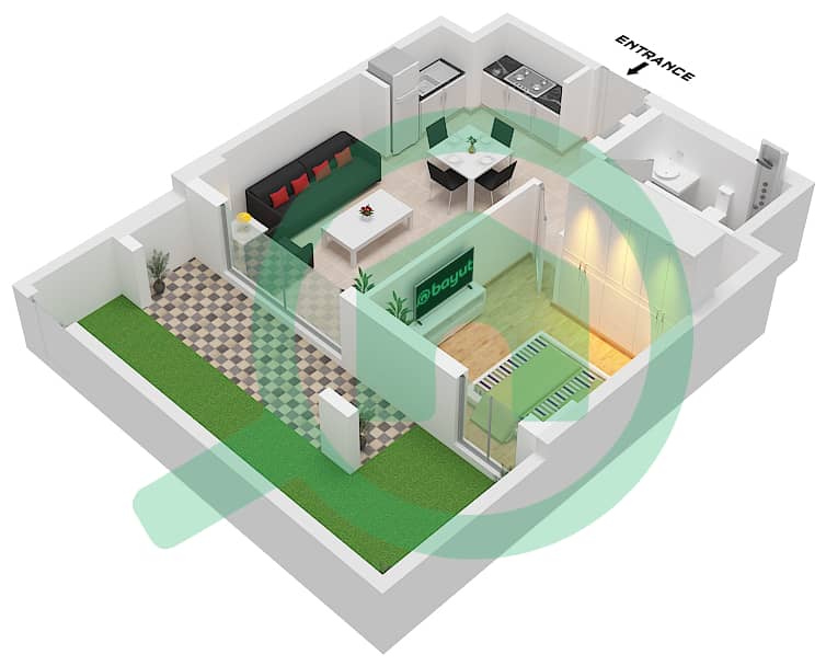 Бейшор 4 - Апартамент 1 Спальня планировка Единица измерения 05 FLOOR 1 Unit 05 Floor 1 interactive3D