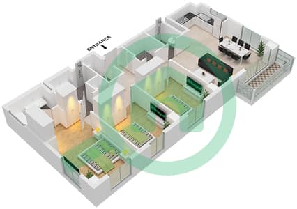 المخططات الطابقية لتصميم الوحدة 08 FLOOR 1,2,3,9,10 شقة 3 غرف نوم - بايشور 4