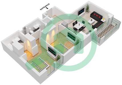 المخططات الطابقية لتصميم الوحدة 06 FLOOR 4-7 شقة 2 غرفة نوم - بايشور 4