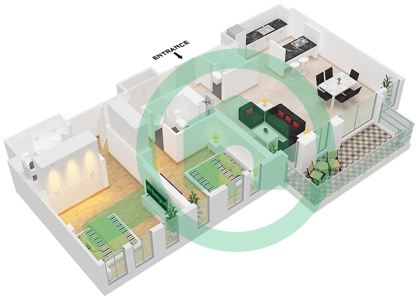 Bluewaters Residences 3 - 2 Bedroom Apartment Type/unit 4-6 / UNIT 9 FLOOR 1 Floor plan Type 4-6 Unit 9 Floor 1 interactive3D