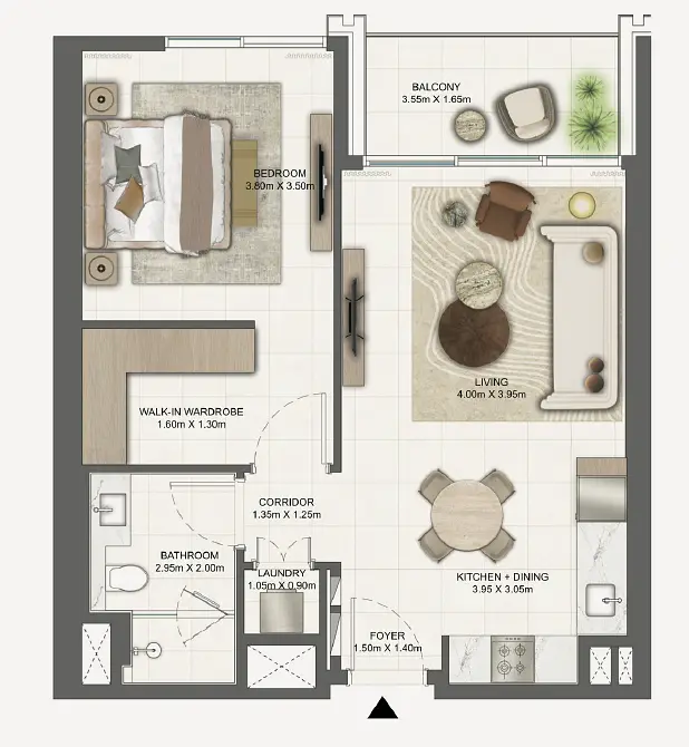 1 BR floor plan