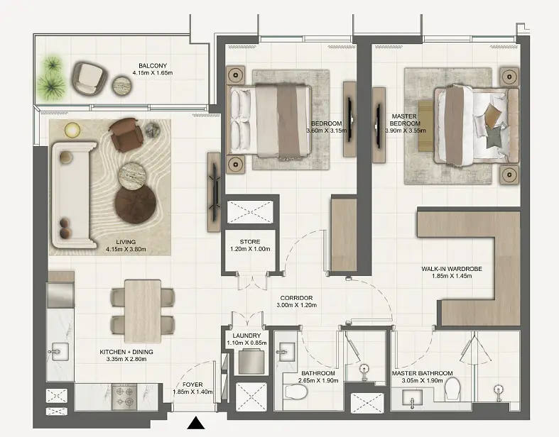 2 BR floor plan