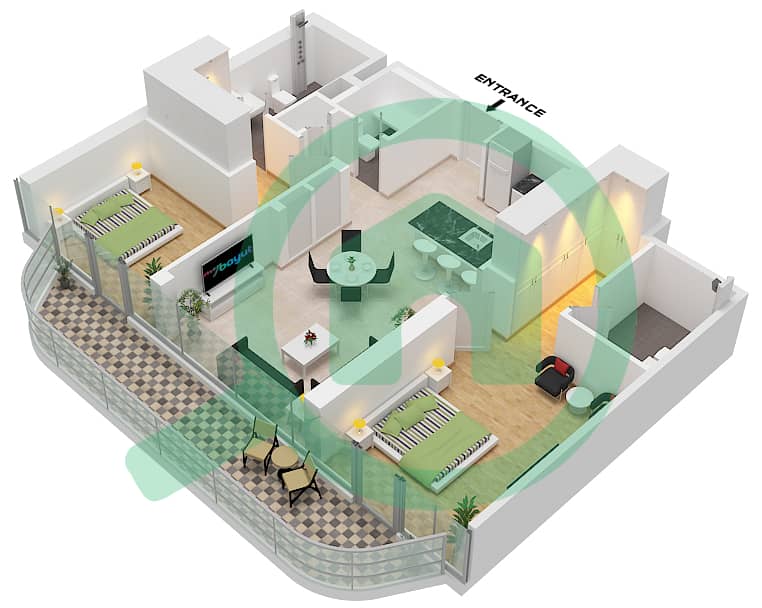 المخططات الطابقية لتصميم النموذج / الوحدة 2 / UNIT W101 FLOOR 1-13 شقة 2 غرفة نوم - إلينغتون ڤيوز 1 Type 2 Unit W101,W106,E107 Floor 1 W201,W206,E207 Floor 2-6 W701,W705,E707 Floor 7-10 W1101,E1107 Floor 11 W1201 Floor 12 E1307 Floor 13 interactive3D