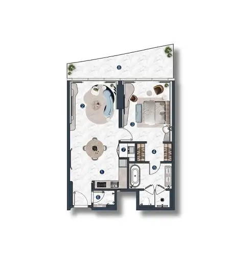 1 BR floor plan