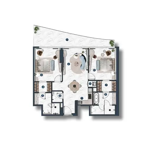 2 BR floor plan
